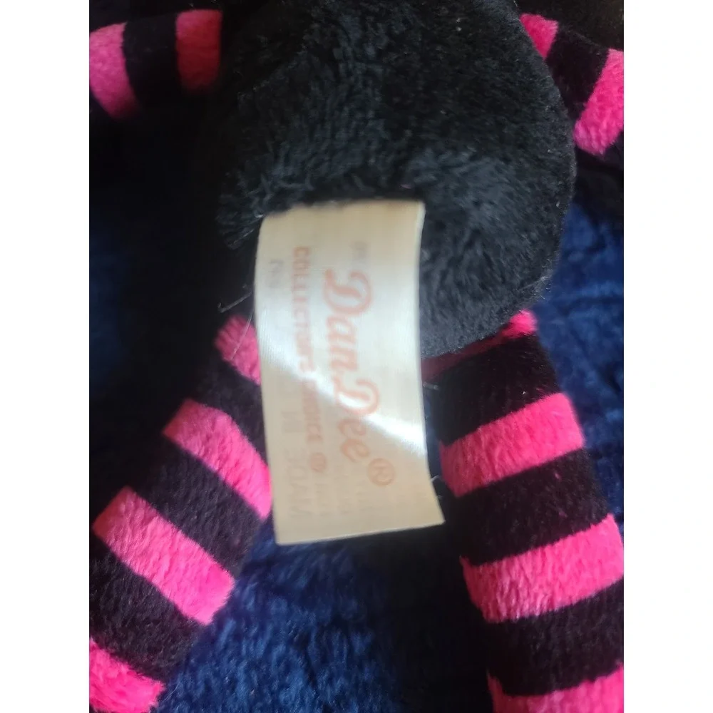 Dan Dee Collectors Choice Black Cat Plush Halloween Pink Striped Sequin Eyes